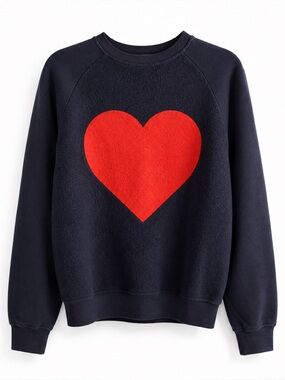 MSGM Italy #love Red Graphic Heart Sweatshirt Navy XS